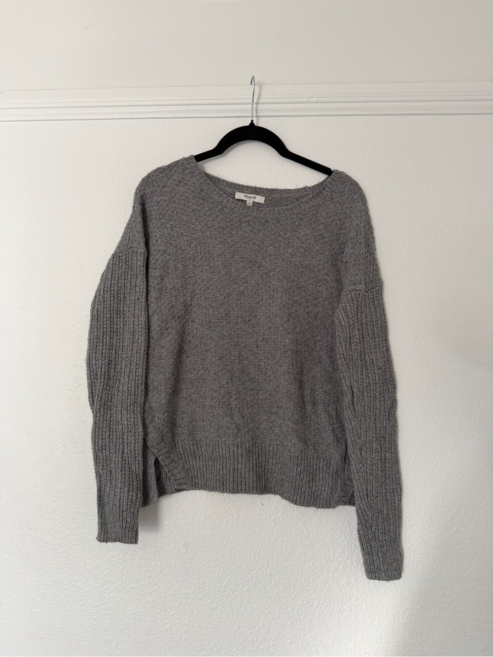 Madewell Gray Women's Knit Texturemix Pulover Sweater size small - Picture 3 of 7